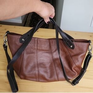 Gianni Conti Vera Pelle Leather Bag Crossbody Brown Slouchy Italy